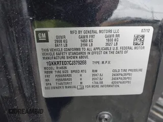 2012 GMC Acadia Denali z VIN 1GKKRTED7CJ379268, wystawiony jako IAAI lot #41876995 z przebiegiem 182 298 mil mil oraz . Historia ofert i sprzedaży dostępna na DreamBid. Obrazek 9.
