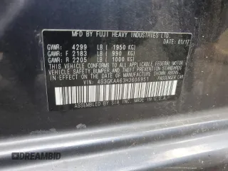2017 Subaru Impreza with VIN 4S3GKAA63H3605951, listed as a Copart auction lot 55962625 with Not provided miles and Salvage title. Bid and sale history available at DreamBid. Image 12.