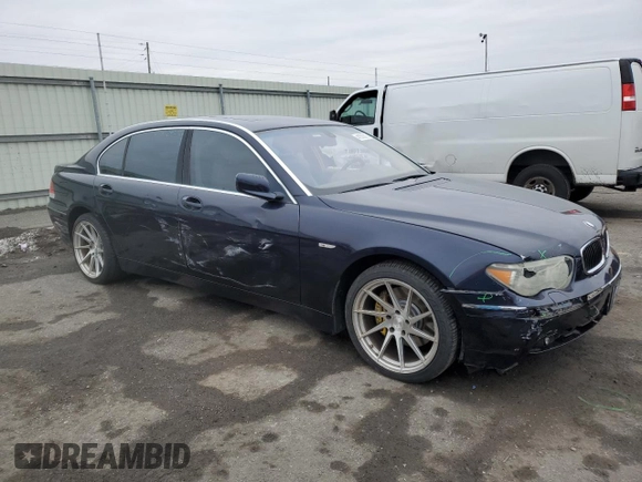 2003 BMW 7 Series 745Li with VIN WBAGN63433DR15033, listed as a Copart auction lot 41573015 with 76,723 mi miles and Salvage Title. Bid and sale history available at carsss.com. Image 4.