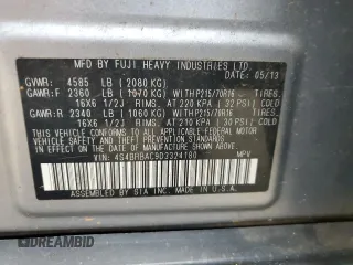 2013 Subaru Outback 2.5i with VIN 4S4BRBAC9D3324180, listed as a Copart auction lot 68926334 with 179,861 mi miles and Salvage Title. Bid and sale history available at carsss.com. Image 14.