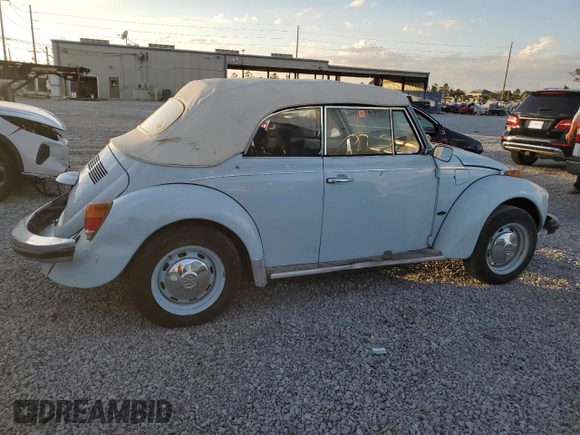 1979 Volkswagen Beetle with VIN 1592031742, listed as a Copart auction lot 77628044 with 93,929 mi miles and Salvage Title. Bid and sale history available at DreamBid. Image 3.