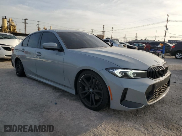 2023 BMW 3 Series 330i with VIN 3MW69FF01P8D71708, listed as a Copart auction lot 45745505 with 22,980 mi miles and Salvage Title. Bid and sale history available at carsss.com. Image 4.