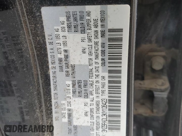 2019 Mazda 3 Preferred with VIN 3MZBPADL3KM106423, listed as a Copart auction lot 57376795 with 79,422 mi miles and Salvage title. Bid and sale history available at DreamBid. Image 13.