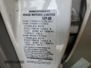 2004 Isuzu Rodeo S with VIN 4S2DM58W544300969, listed as a Copart auction lot 69563444 with 304,129 mi miles and Non Repairable. Bid and sale history available at DreamBid. Image 15.