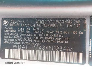 2004 BMW 3 Series 325i z VIN WBAET37484NJ83466, wystawiony jako IAAI lot #42409512 z przebiegiem 98 955 mil mil oraz . Historia ofert i sprzedaży dostępna na DreamBid. Obrazek 9.