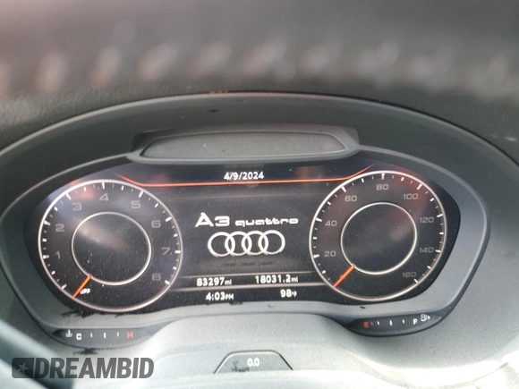 2020 Audi A3 Sedan S line Premium Plus with VIN WAUJEGFF3LA104892, listed as a Copart auction lot 82777233 with 83,297 mi miles. Bid and sale history available at carsss.com. Image 9.