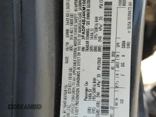 2019 Ford Fiesta SE z VIN 3FADP4BJ4KM106189, wystawiony jako Copart lot #57913315 z przebiegiem Nie podano mil oraz Szkoda całkowita • Salvage title. Historia ofert i sprzedaży dostępna na DreamBid. Obrazek 13.