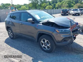 2022 Jeep Compass Trailhawk with VIN 3C4NJDDB9NT160748, listed as a IAAI auction lot 42589269 with 53,092 mi miles and . Bid and sale history available at DreamBid. Image 1.