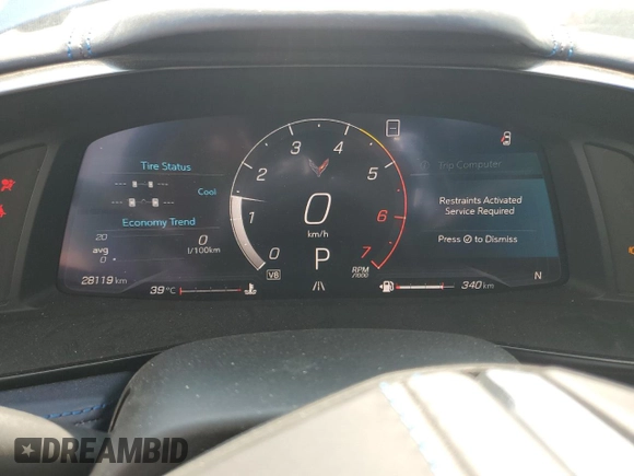 2020 Chevrolet Corvette 3LT with VIN 1G1Y83D41L5109190, listed as a Copart auction lot 60976365 with 28,119 mi miles and Salvage title. Bid and sale history available at DreamBid. Image 9.