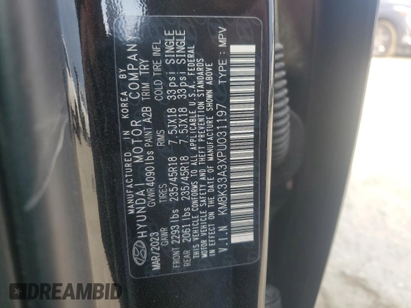 2023 Hyundai Kona N Line with VIN KM8K33A3XPU031197, listed as a Copart auction lot 72999344 with 20,664 mi miles and Salvage Title. Bid and sale history available at carsss.com. Image 13.