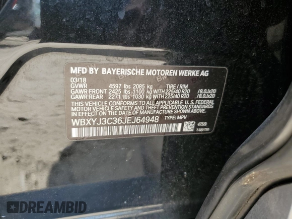 2018 BMW X2 sDrive28i z VIN WBXYJ3C36JEJ64948, wystawiony jako Copart lot #54049595 z przebiegiem 60 168 mil mil oraz Szkoda całkowita • Salvage title. Historia ofert i sprzedaży dostępna na DreamBid. Obrazek 12.
