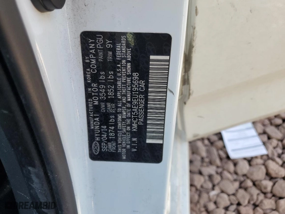 2014 Hyundai Accent GS with VIN KMHCT5AE9EU195698, listed as a Copart auction lot 72044784 with 76,086 mi miles and Salvage Title. Bid and sale history available at carsss.com. Image 12.