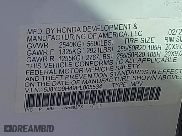 2023 Acura MDX w/Technology Package with VIN 5J8YD9H49PL005534, listed as a IAAI auction lot 41597347 with 14,950 mi miles. Bid and sale history available at carsss.com. Image 9.