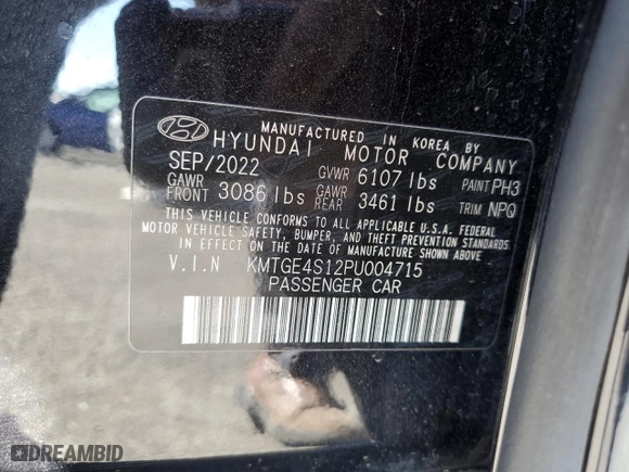 2023 Genesis Electrified G80 with VIN KMTGE4S12PU004715, listed as a Copart auction lot 46792555 with 0 mi miles and Salvage Title. Bid and sale history available at carsss.com. Image 12.