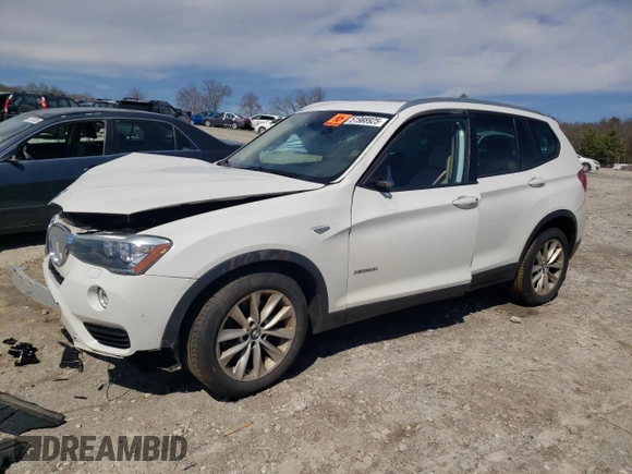 2017 BMW X3 xDrive28i with VIN 5UXWX9C57H0T04700, listed as a Copart auction lot 51988925 with 121,499 mi miles and Salvage Title. Bid and sale history available at DreamBid. Image 1.