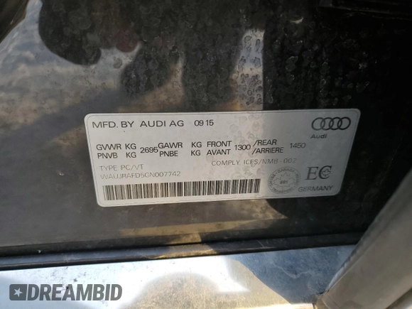2016 Audi A8 with VIN WAUJRAFD5GN007742, listed as a Copart auction lot 44698375 with 110,830 mi miles and Salvage title. Bid and sale history available at DreamBid. Image 13.