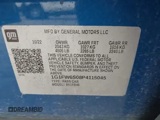 2023 Chevrolet Bolt EV 1LT z VIN 1G1FW6S08P4115045, wystawiony jako IAAI lot #42326150 z przebiegiem 42 357 mil mil oraz . Historia ofert i sprzedaży dostępna na DreamBid. Obrazek 9.