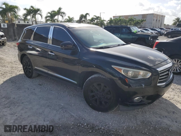 2013 Infiniti JX35 with VIN 5N1AL0MM4DC311746, listed as a Copart auction lot 79057304 with 153,074 mi miles and Salvage Title. Bid and sale history available at carsss.com. Image 4.