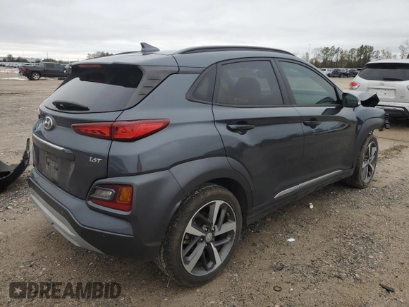 2021 Hyundai Kona Ultimate with VIN KM8K53A55MU665296, listed as a Copart auction lot 87856885 with 28,574 mi miles and Salvage Title. Bid and sale history available at carsss.com. Image 3.