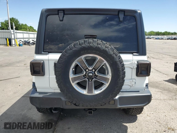2020 Jeep Wrangler Unlimited Sahara with VIN 1C4HJXEN0LW161222, listed as a Copart auction lot 63681485 with 80,957 mi miles and Salvage title. Bid and sale history available at DreamBid. Image 6.