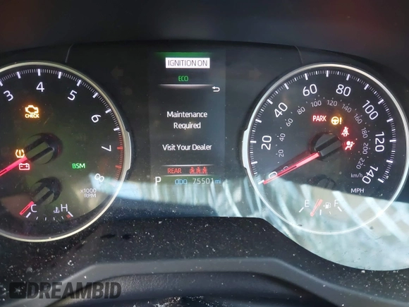 2019 Toyota RAV4 XLE Premium with VIN JTMA1RFV1KD023548, listed as a IAAI auction lot 41805406 with 75,501 mi miles. Bid and sale history available at carsss.com. Image 7.