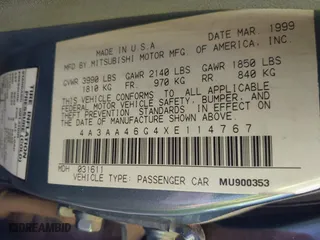 1999 Mitsubishi Galant ES with VIN 4A3AA46G4XE114767, listed as a IAAI auction lot 41885640 with 126,480 mi miles. Bid and sale history available at carsss.com. Image 9.