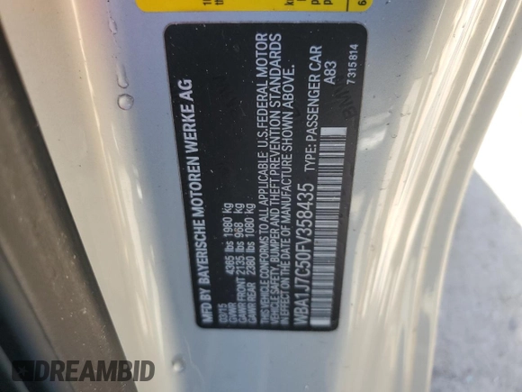 2015 BMW 2 Series M235i with VIN WBA1J7C50FV358435, listed as a Copart auction lot 88021445 with 83,231 mi miles and Salvage Title. Bid and sale history available at carsss.com. Image 12.