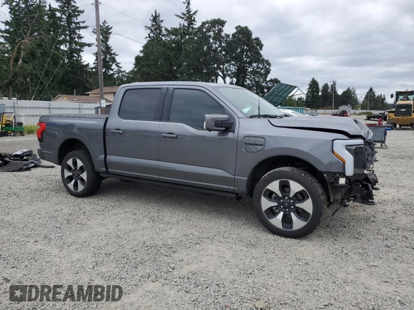 2023 Ford F-150 Lightning Pro with VIN 1FT6W1EV9PWG25278, listed as a Copart auction lot 60293095 with 24,450 mi miles and Salvage title. Bid and sale history available at DreamBid. Image 4.