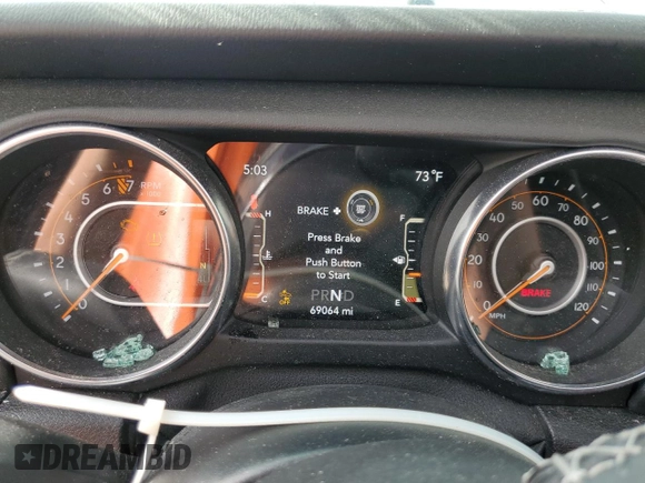 2020 Jeep Wrangler Unlimited Sahara with VIN 1C4HJXEG7LW297722, listed as a Copart auction lot 55295025 with 69,064 mi miles and Salvage title. Bid and sale history available at DreamBid. Image 9.
