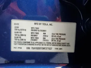 2022 Tesla Model Y Performance с VIN 7SAYGDEF2NF377637, выставлен на аукционе Copart как лот 59381695 с пробегом 39 230 миль миль и Списание • Salvage title. История ставок и продаж доступна на DreamBid. Изображение 12.