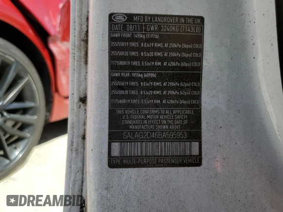 2011 Land Rover LR4 HSE с VIN SALAG2D46BA595953, выставлен на аукционе Copart как лот 61073005 с пробегом 127 882 миль миль и Чистый • Clean title. История ставок и продаж доступна на DreamBid. Изображение 13.