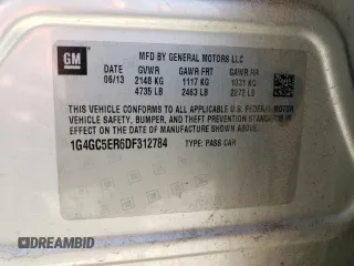 2013 Buick LaCrosse Leather with VIN 1G4GC5ER6DF312784, listed as a Copart auction lot 46216775 with 130,730 mi miles and Salvage Title. Bid and sale history available at DreamBid. Image 12.