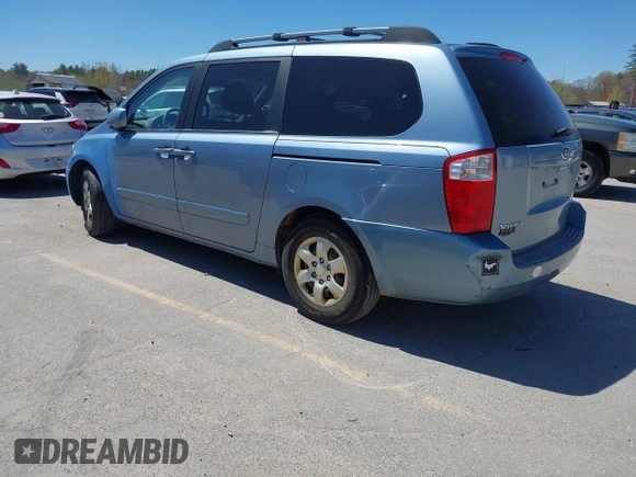 2007 Kia Sedona EX with VIN KNDMB233276158120, listed as a IAAI auction lot 42157778 with 222,920 mi miles. Bid and sale history available at carsss.com. Image 3.