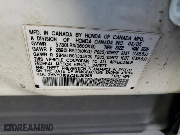 2005 Acura MDX Touring with VIN 2HNYD18925H528295, listed as a Copart auction lot 46732765 with 89,697 mi miles and Clean Title. Bid and sale history available at carsss.com. Image 13.
