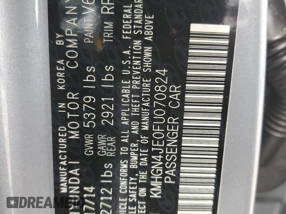 2015 Hyundai Genesis 3.8L z VIN KMHGN4JE0FU070824, wystawiony jako Copart lot #53561795 z przebiegiem 49 967 mil mil oraz Szkoda całkowita • Salvage title. Historia ofert i sprzedaży dostępna na DreamBid. Obrazek 12.