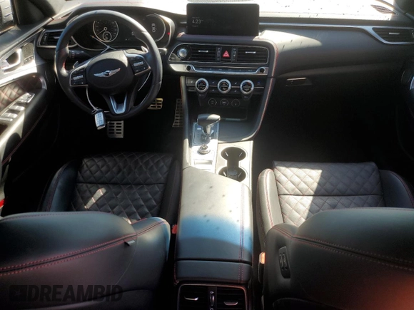 2022 Genesis G70 3.3T with VIN KMTG54TE8NU085587, listed as a Copart auction lot 57897535 with 23,785 mi miles and Salvage title. Bid and sale history available at DreamBid. Image 8.