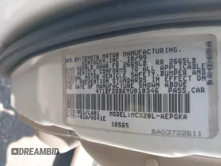2000 Toyota Avalon XL с VIN 4T1BF28B6YU010346, выставлен на аукционе IAAI как лот 42055609 с пробегом 231 627 миль миль и . История ставок и продаж доступна на DreamBid. Изображение 9.