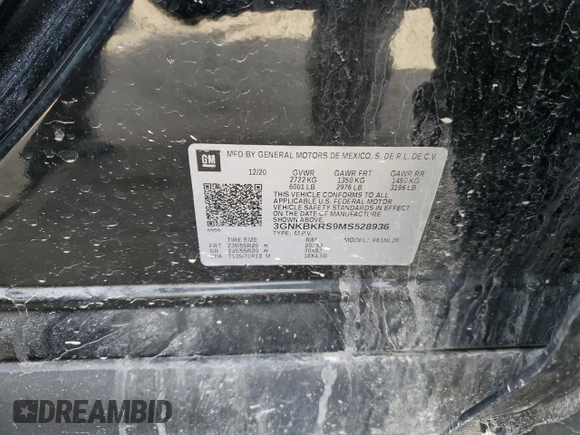 2021 Chevrolet Blazer RS z VIN 3GNKBKRS9MS528936, wystawiony jako Copart lot #50494905 z przebiegiem 31 006 mil mil oraz Szkoda całkowita • Salvage title. Historia ofert i sprzedaży dostępna na DreamBid. Obrazek 13.