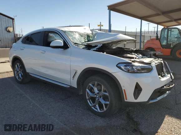 2024 BMW X4 xDrive30i with VIN 5UX33DT04R9W98594, listed as a Copart auction lot 57253885 with Not provided miles and Non repairable. Bid and sale history available at DreamBid. Image 4.