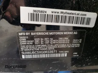 2016 BMW X6 xDrive50i with VIN 5UXKU6C5XG0R33971, listed as a Copart auction lot 60457623 with 54,149 mi miles. Bid and sale history available at carsss.com. Image 12.