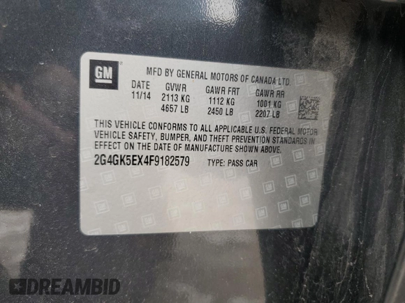 2015 Buick Regal z VIN 2G4GK5EX4F9182579, wystawiony jako Copart lot #57808045 z przebiegiem 123 672 mil mil oraz Szkoda całkowita • Salvage title. Historia ofert i sprzedaży dostępna na DreamBid. Obrazek 13.