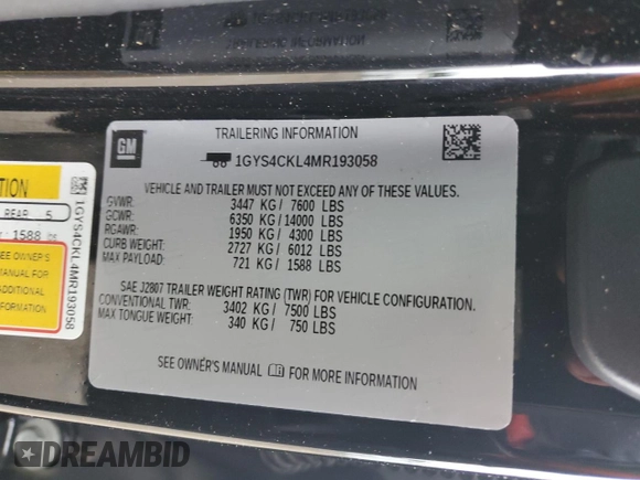 2021 Cadillac Escalade Premium Luxury z VIN 1GYS4CKL4MR193058, wystawiony jako Copart lot #57550955 z przebiegiem 47 761 mil mil oraz Szkoda całkowita • Salvage title. Historia ofert i sprzedaży dostępna na DreamBid. Obrazek 14.