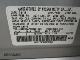 2016 Infiniti Q50 Premium with VIN JN1CV7AP9GM201646, listed as a Copart auction lot 55310955 with 126,180 mi miles and Clean Title. Bid and sale history available at carsss.com. Image 12.
