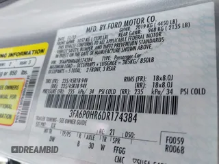 2013 Ford Fusion SE with VIN 3FA6P0HR6DR174384, listed as a IAAI auction lot 42025697 with 126,629 mi miles and . Bid and sale history available at DreamBid. Image 9.