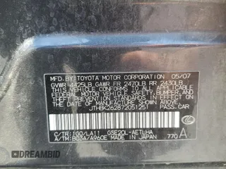 2007 Lexus IS 250 с VIN JTHBK262872051251, выставлен на аукционе Copart как лот 64327355 с пробегом Не указан миль и Чистый • Clean title. История ставок и продаж доступна на DreamBid. Изображение 12.