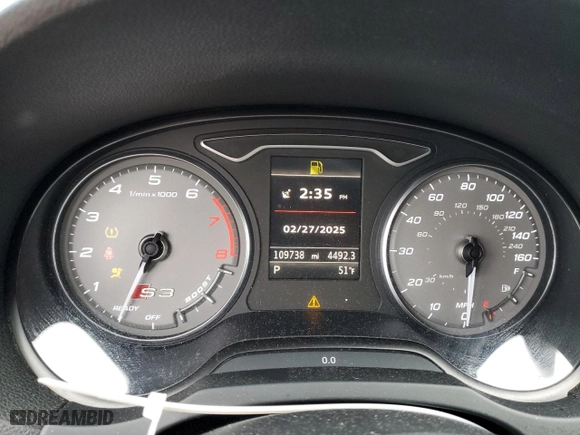 2016 Audi S3 Premium Plus with VIN WAUB1GFF7G1102200, listed as a Copart auction lot 46696425 with 109,738 mi miles and Salvage Title. Bid and sale history available at carsss.com. Image 9.
