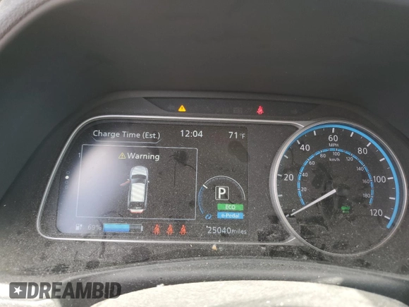 2022 Nissan LEAF S with VIN 1N4AZ1BVXNC563805, listed as a Copart auction lot 53060015 with 25,040 mi miles and Salvage Title. Bid and sale history available at DreamBid. Image 9.