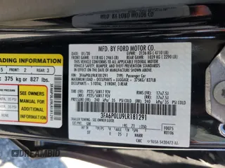 2020 Ford Fusion SE with VIN 3FA6P0LU9LR181291, listed as a Copart auction lot 63037215 with 53,549 mi miles and Salvage title. Bid and sale history available at DreamBid. Image 12.