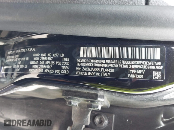 2020 Jeep Renegade Latitude with VIN ZACNJABB8LPL44436, listed as a IAAI auction lot 41919226 with 71,600 mi miles and . Bid and sale history available at DreamBid. Image 9.