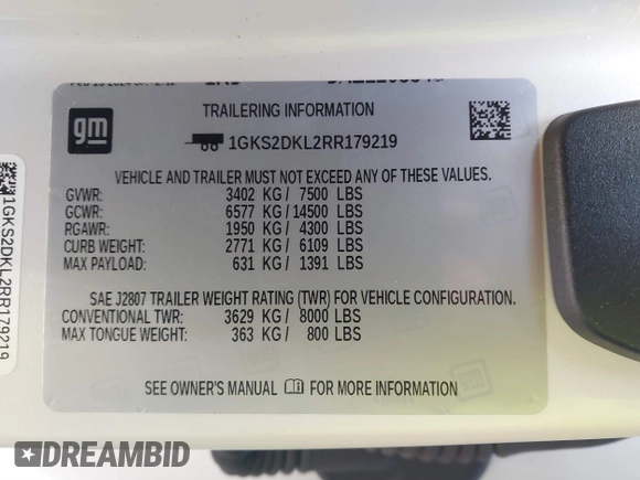 2024 GMC Yukon Denali with VIN 1GKS2DKL2RR179219, listed as a IAAI auction lot 41218126 with 16,031 mi miles. Bid and sale history available at carsss.com. Image 9.